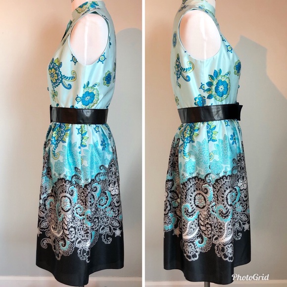Adrianna Papell Blue Silk Blend Sleeveless Dress, size 8 - Picture 2 of 8